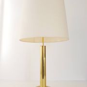 Chic living room lamp golden brass & faux leather 1970 adjustable height 70s 70'