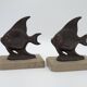 Vintage French Art Deco Fish Book Ends - Marble and Spelter Bookends