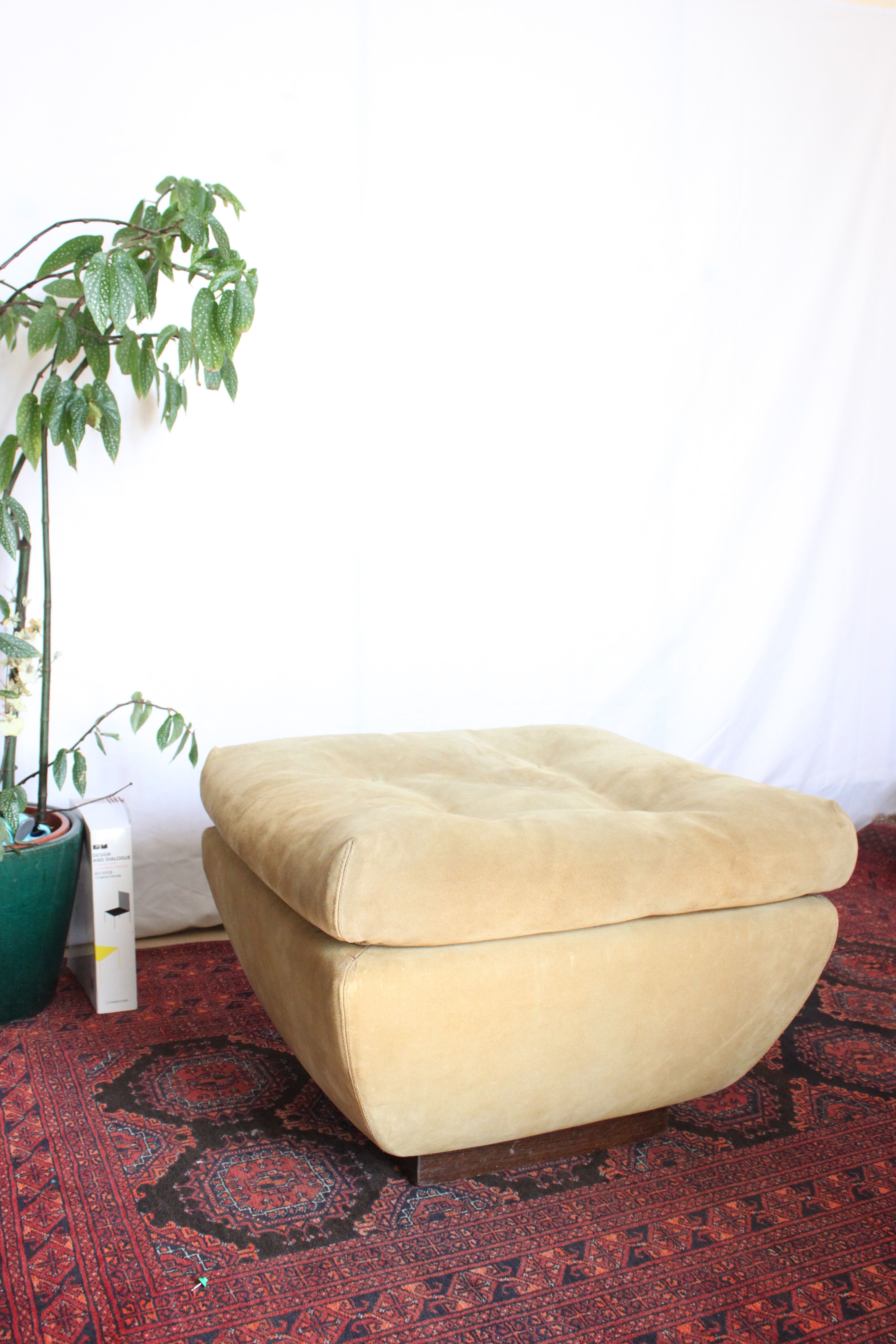 Ottoman, footrest, vintage ottoman 1970 suede Roset Line