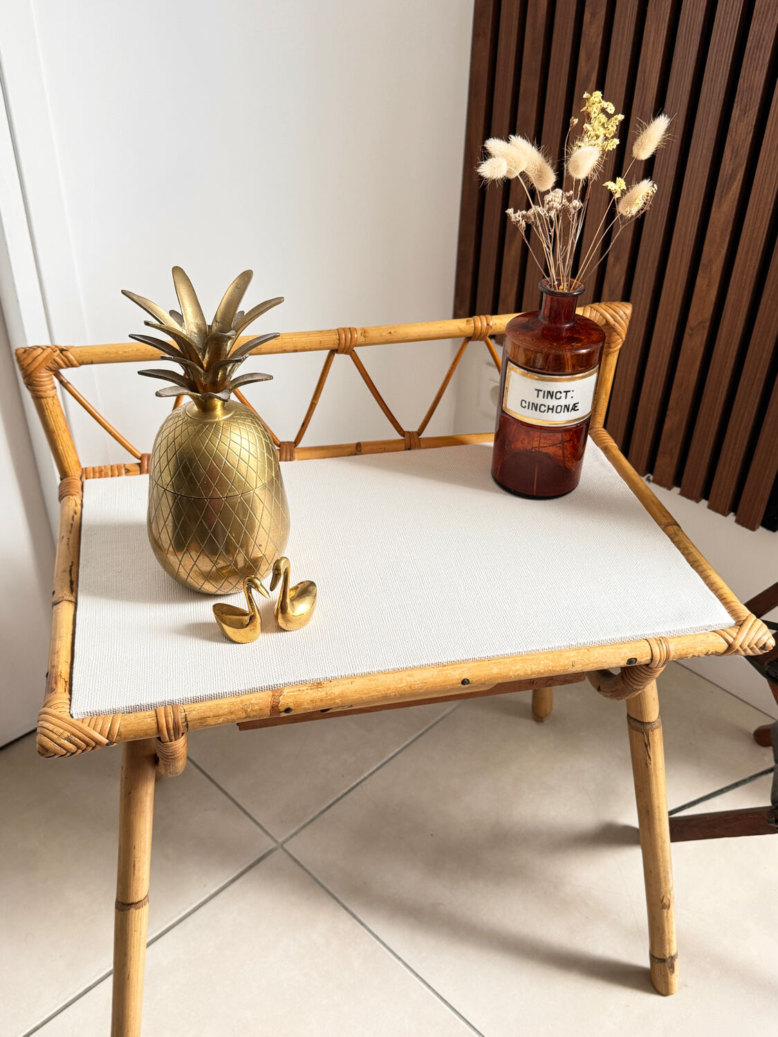 Vintage rattan side table