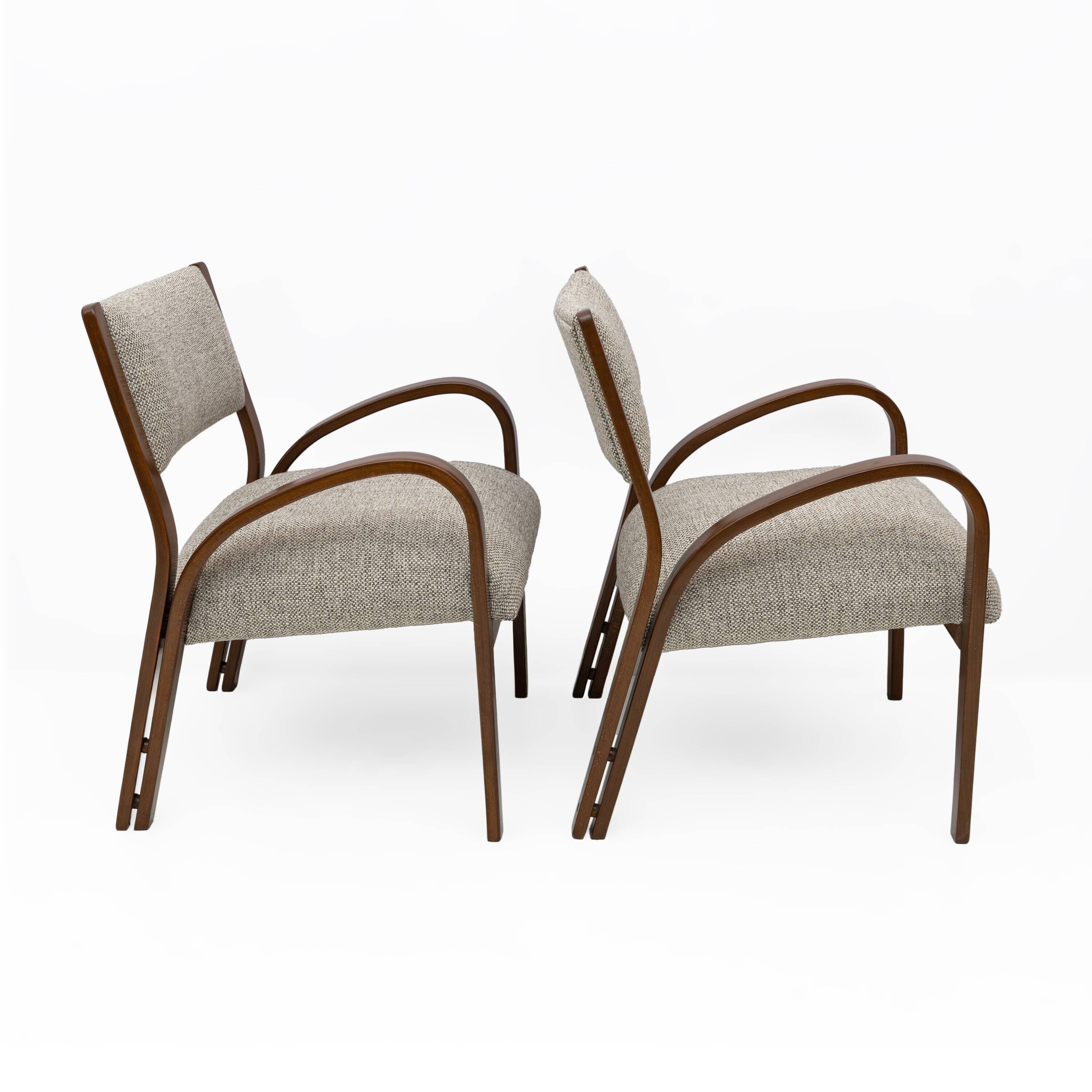 Art Deco Italian Fabric Two Armchairs and Small Sofa, 1930s