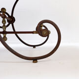 Large 19th-century French butcher's table in wrought iron and red marble