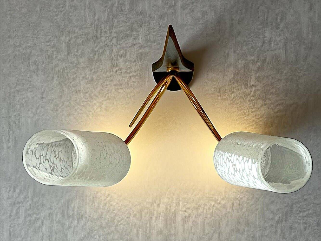 Pair of Mid Century Modern double wall sconce lights