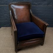 French leather club chair normandy model c1910-1930