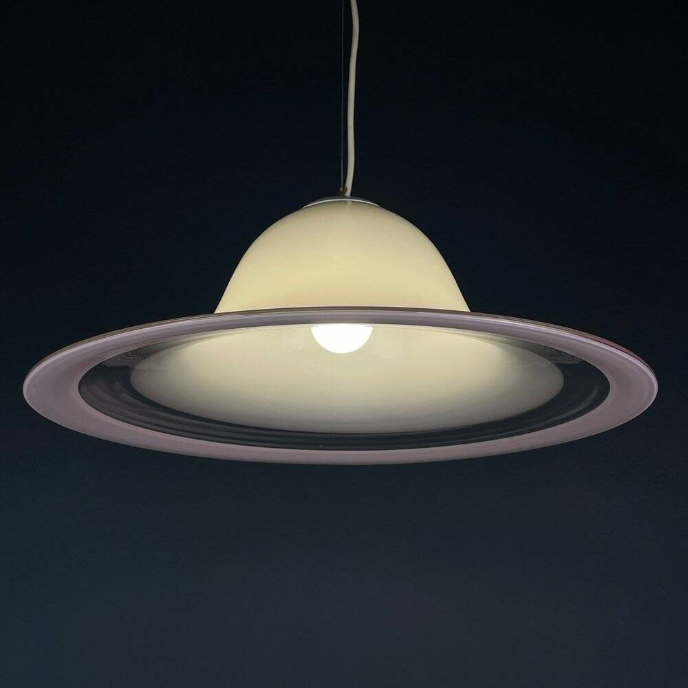 White and pink Murano glass pendant lamp, Italy, 1970s.