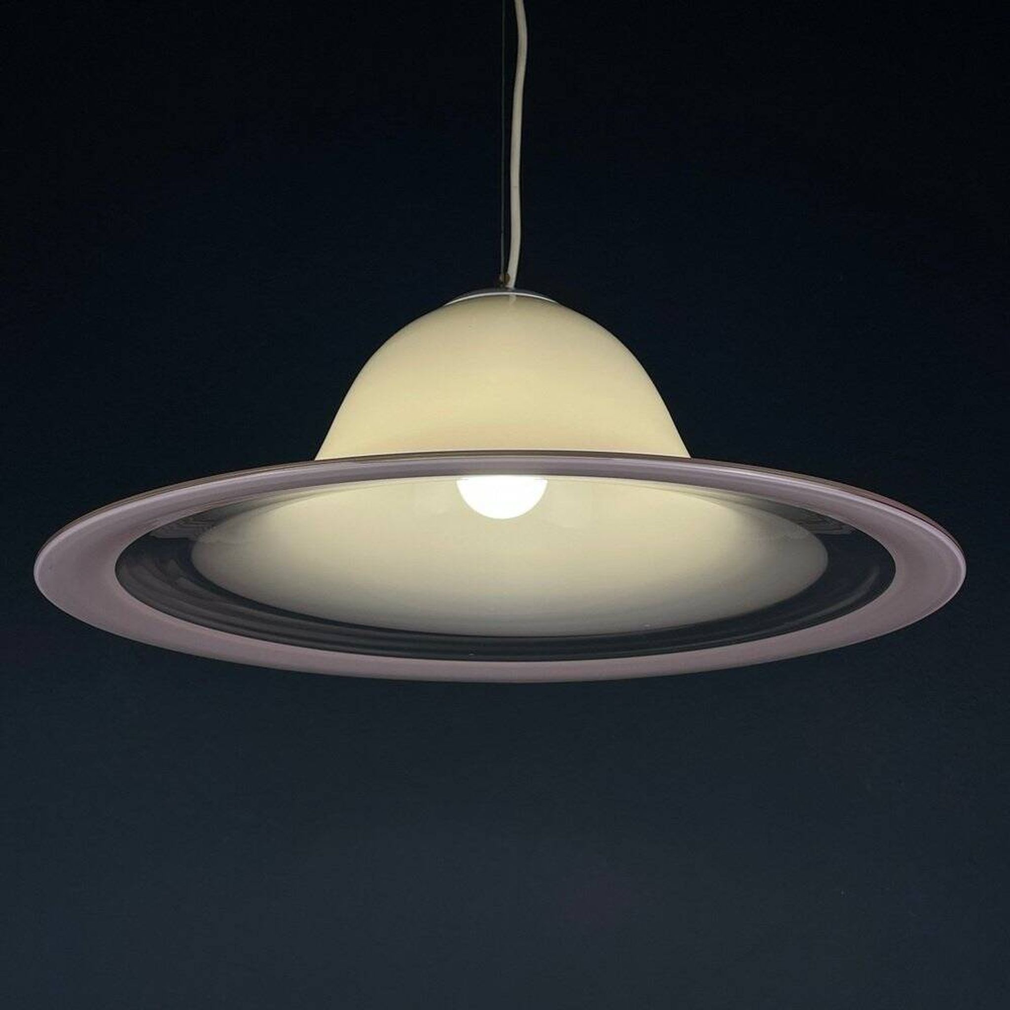 White and pink Murano glass pendant lamp, Italy, 1970s.