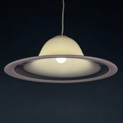 White and pink Murano glass pendant lamp, Italy, 1970s.