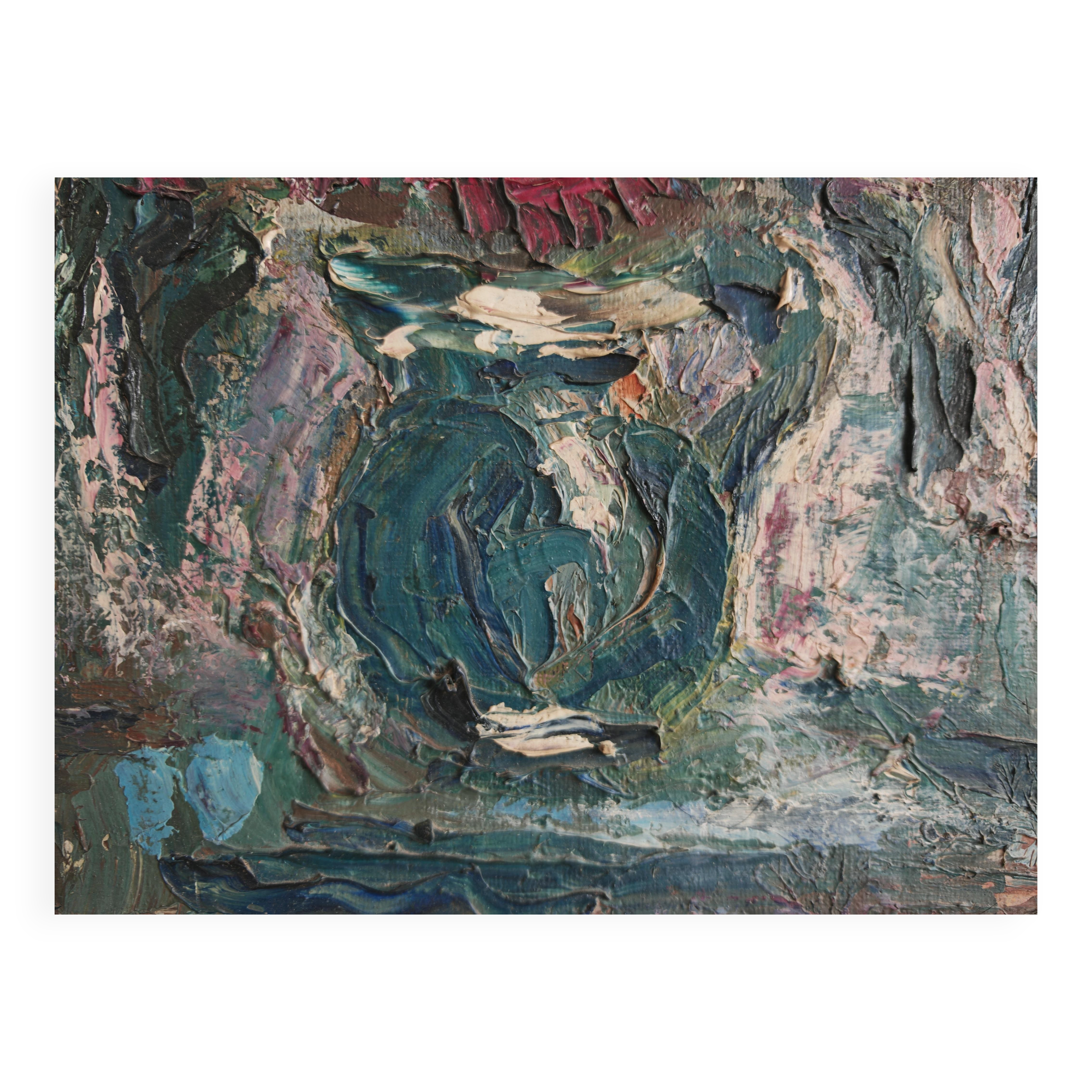 Modernist oil painting on canvas "Flowers" by Branislava Modelska-Jovanovic