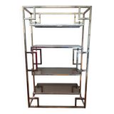 Bibliothèque chrome et doré de BelgoChrom, Belgique, 1970s