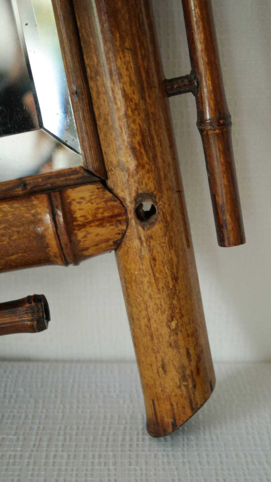 Vintage bamboo wall mirror 50's