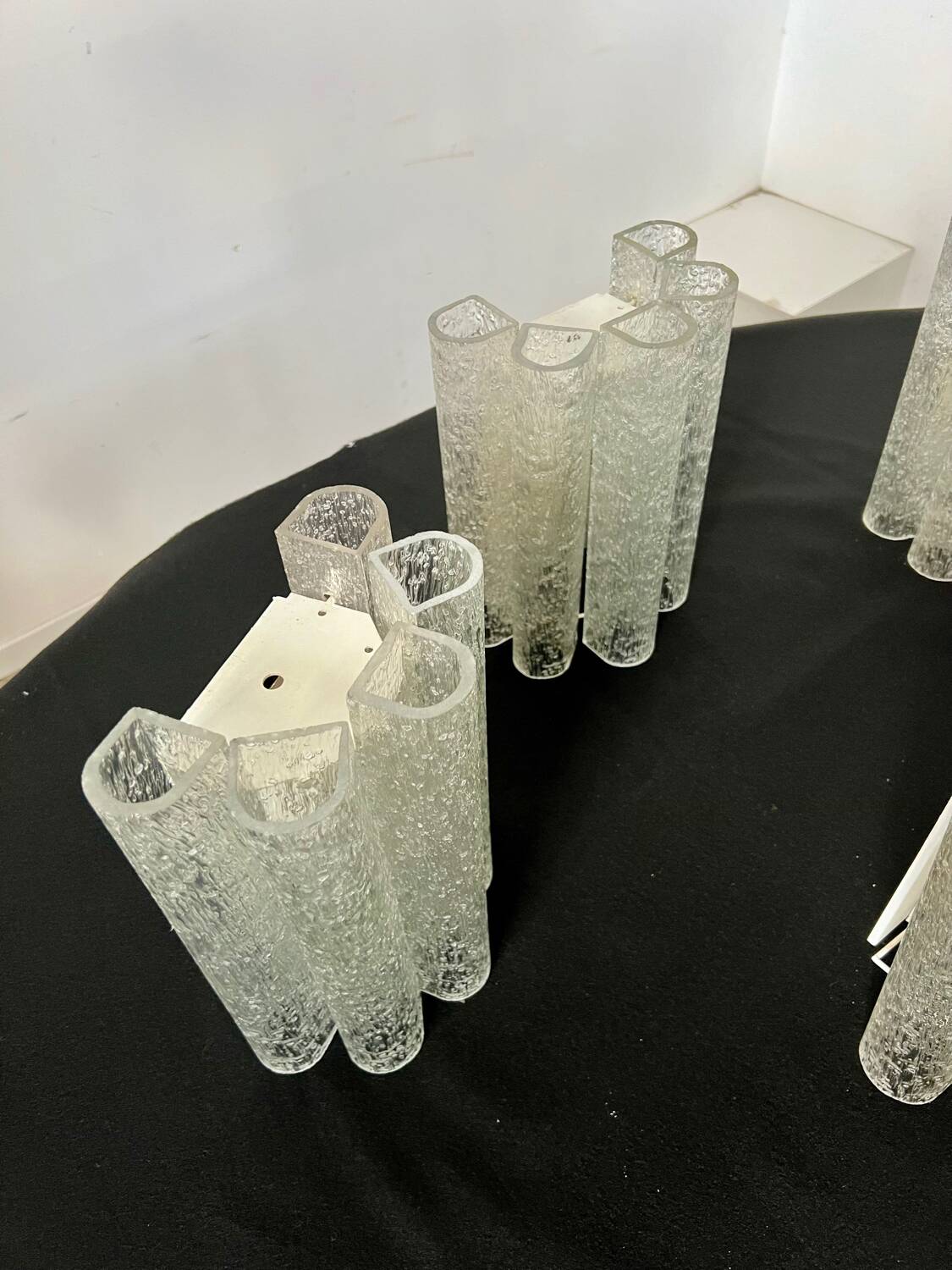 Set of 4 large doria wall lights in glazed glass design from the 60s vintage 3 lights