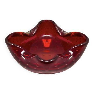 1960s Mid-century Red Ashtray or Catchall in Bullicante Murano Glass by Fla