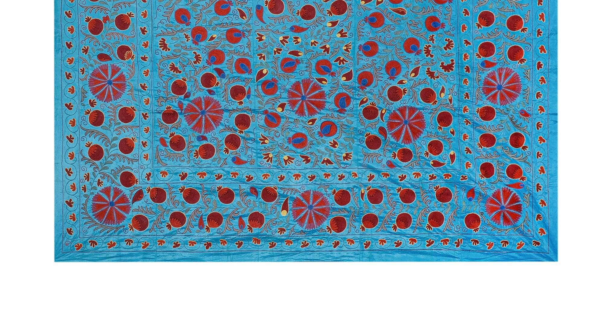 Vintage hand-embroidered Uzbek Suzani 256x305 cm