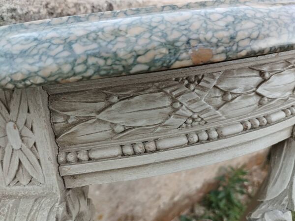 Belle console ancienne en bois avec. Plateau marbre style louis xvi