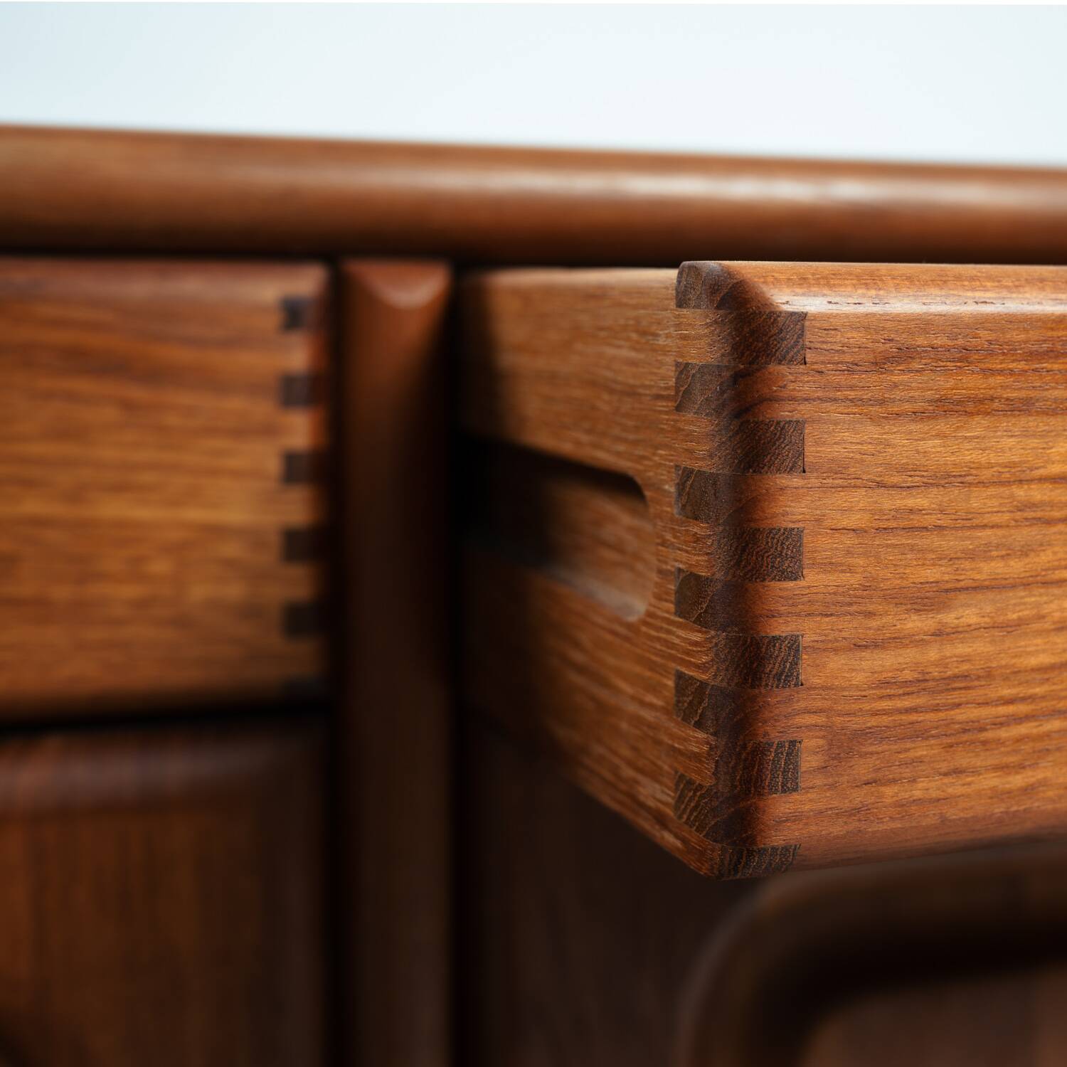 Danish teak Dyrlund credenza with visible joints, drawers and doors