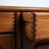 Danish teak Dyrlund credenza with visible joints, drawers and doors