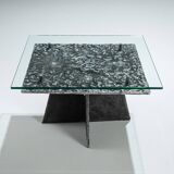 Heavy cast aluminium brutalist coffee table
