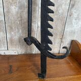 Ancienne crémaillère cuisson cheminée fer forgé noir xviiie vintage