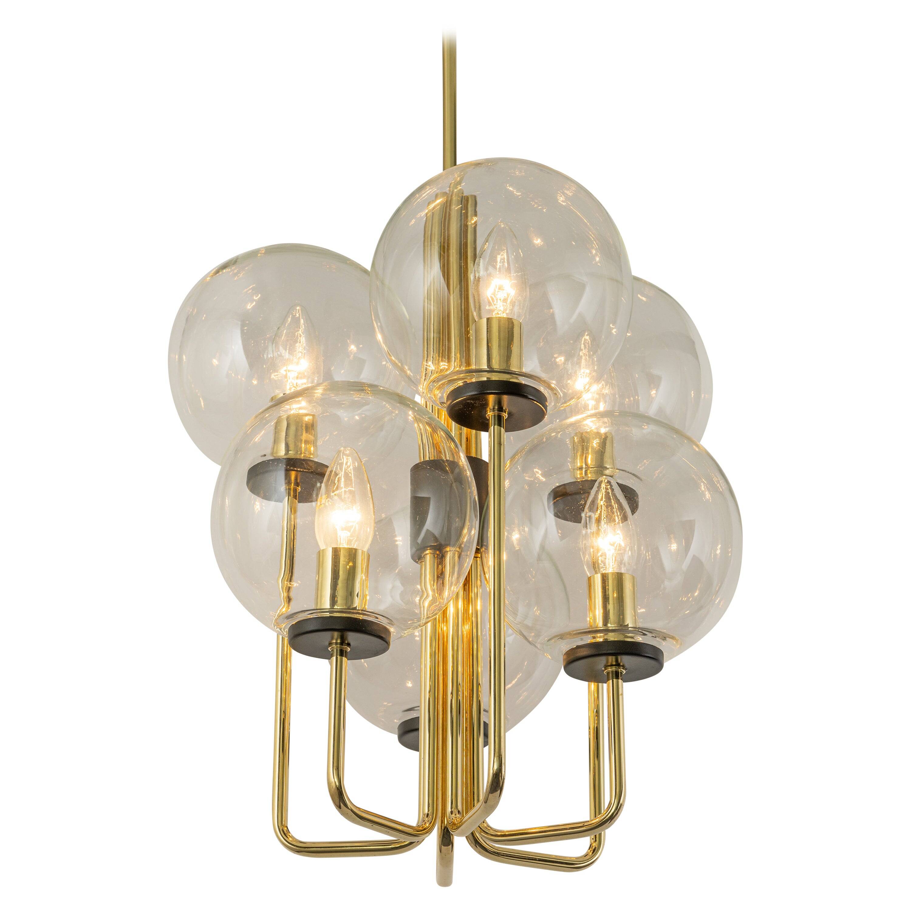 Superb brass suspension in Sciolari style, Germany, 1970s.