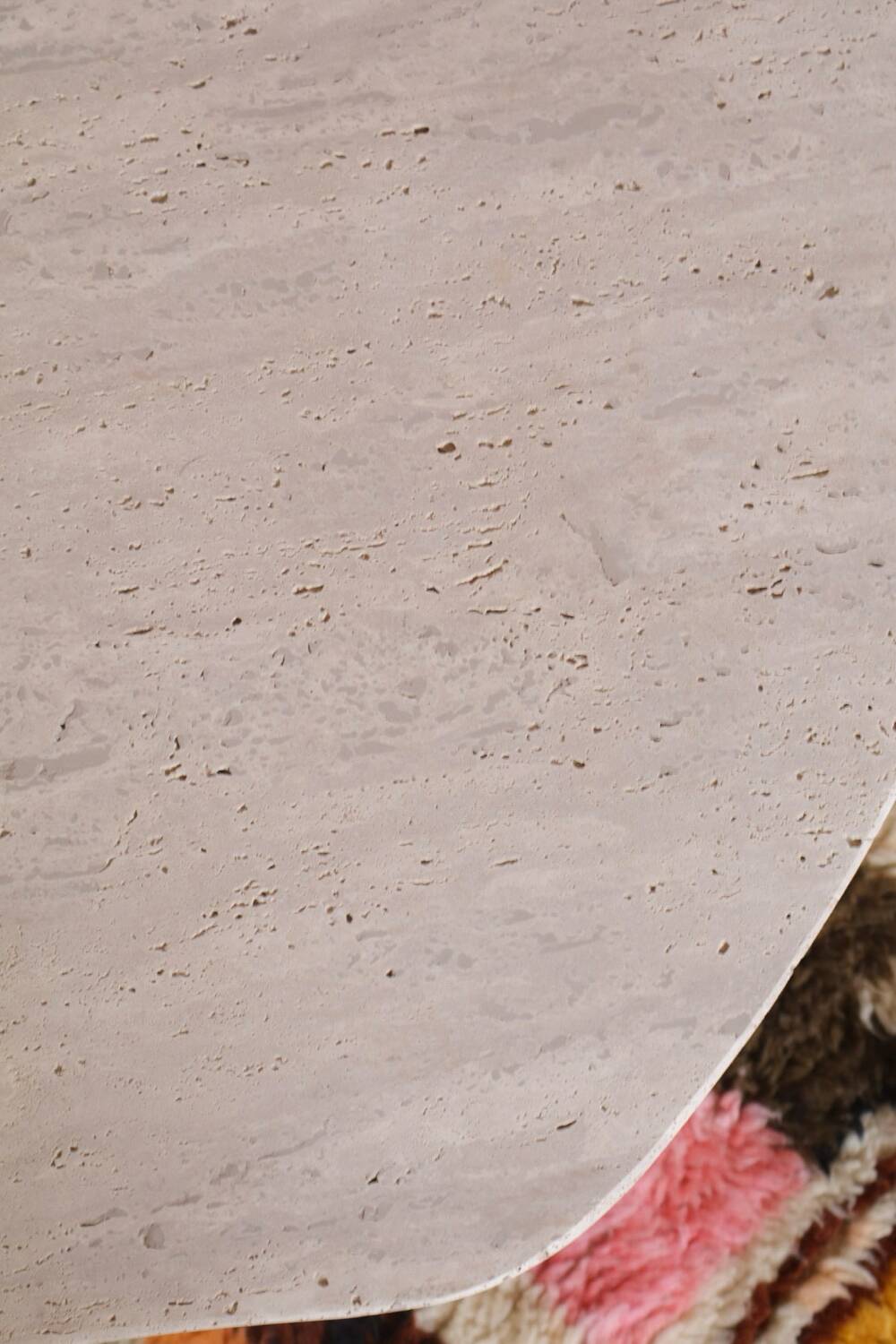 Organic shape travertine coffee table