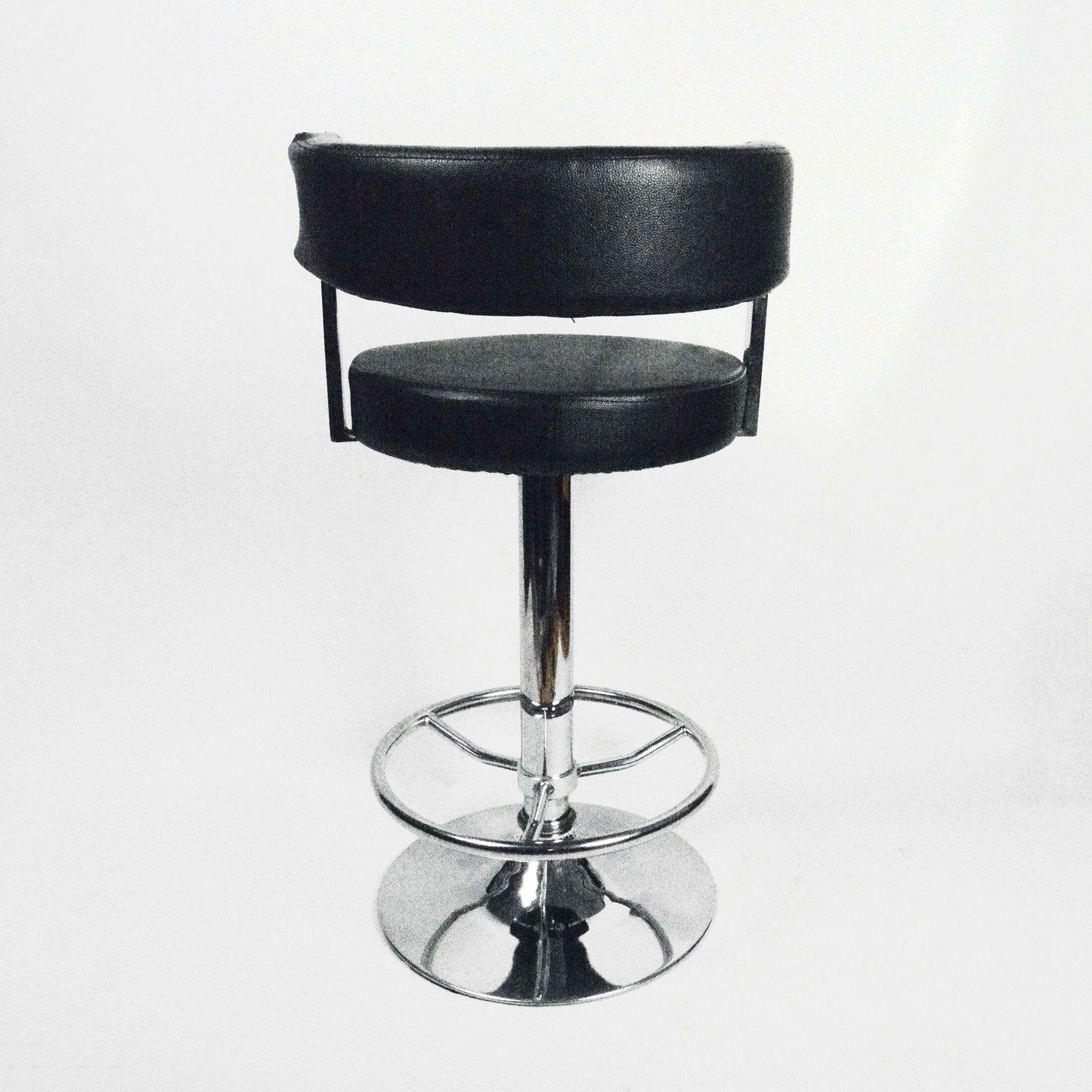 Bar stool black, eco-leather, Germany 90s