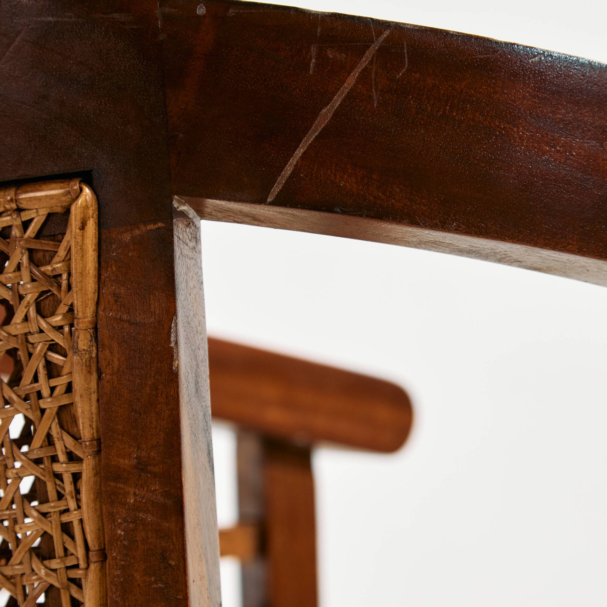 Beech and rattan armchair