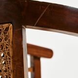 Beech and rattan armchair