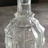 Ancienne carafe à liqueur en verre avance facette et bouchon - 27 cm