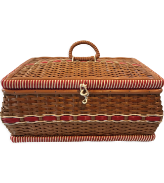 Coffret vintage en osier et «scoubidou»