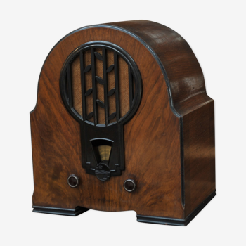 Ancienne Radio Philips forme borne en noyer et bakélite