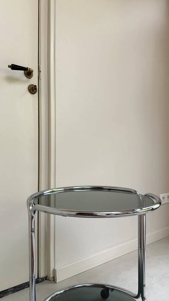 Vintage round chrome trolley / serving cart