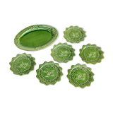 Lot service 6 dessert plates and 1 green dish Bordallo Pinheiro Portugal rabbit rabbit vintage