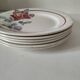 6 Digoin Sarreguemines Sobral plates in raspberry and grey-blue.