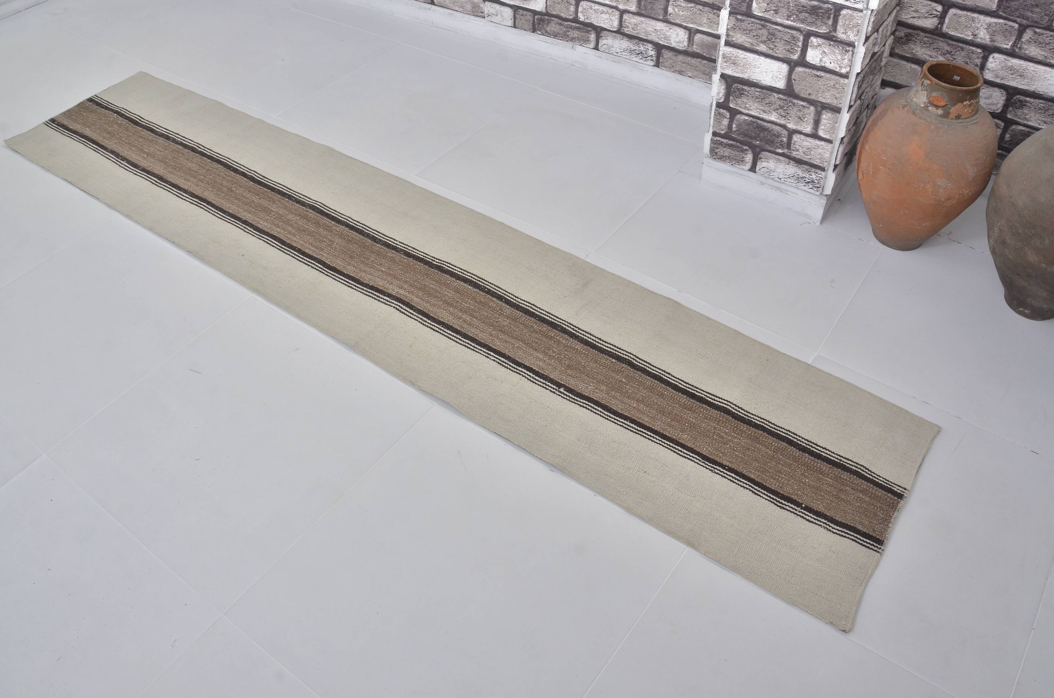 Off White Neutral Vintage Kilim Rug sku3801