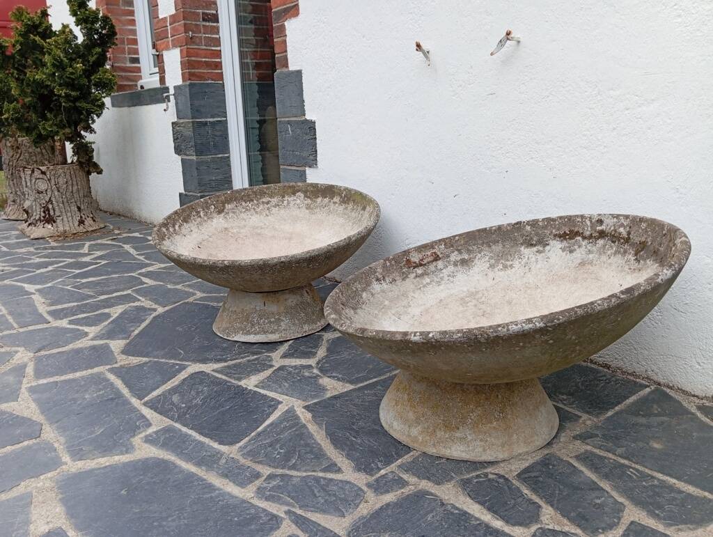 Paire de jardinières vasques années 50 fibrociment