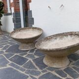 Paire de jardinières vasques années 50 fibrociment