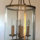 Large round lantern pendant in brass and glass