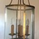 Large round lantern pendant in brass and glass