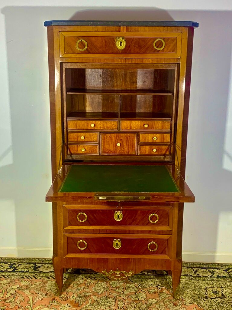 Transition style secretary, rosewood, gilded bronzes