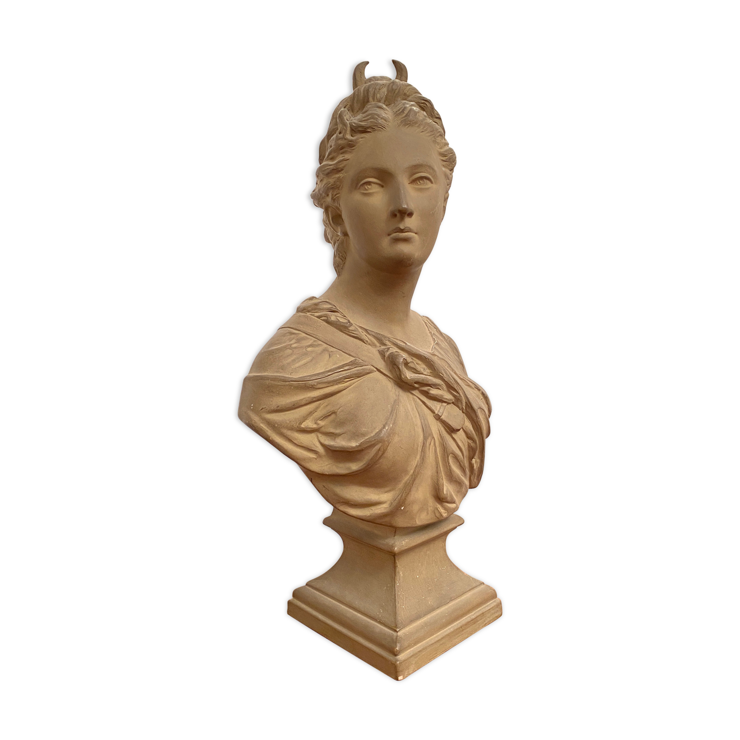 Bust En Terre Cuite Diane Chasseresse d'Apres Houdon Epoque 19th