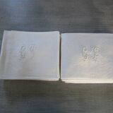 12 large antique damask table napkins, monogrammed