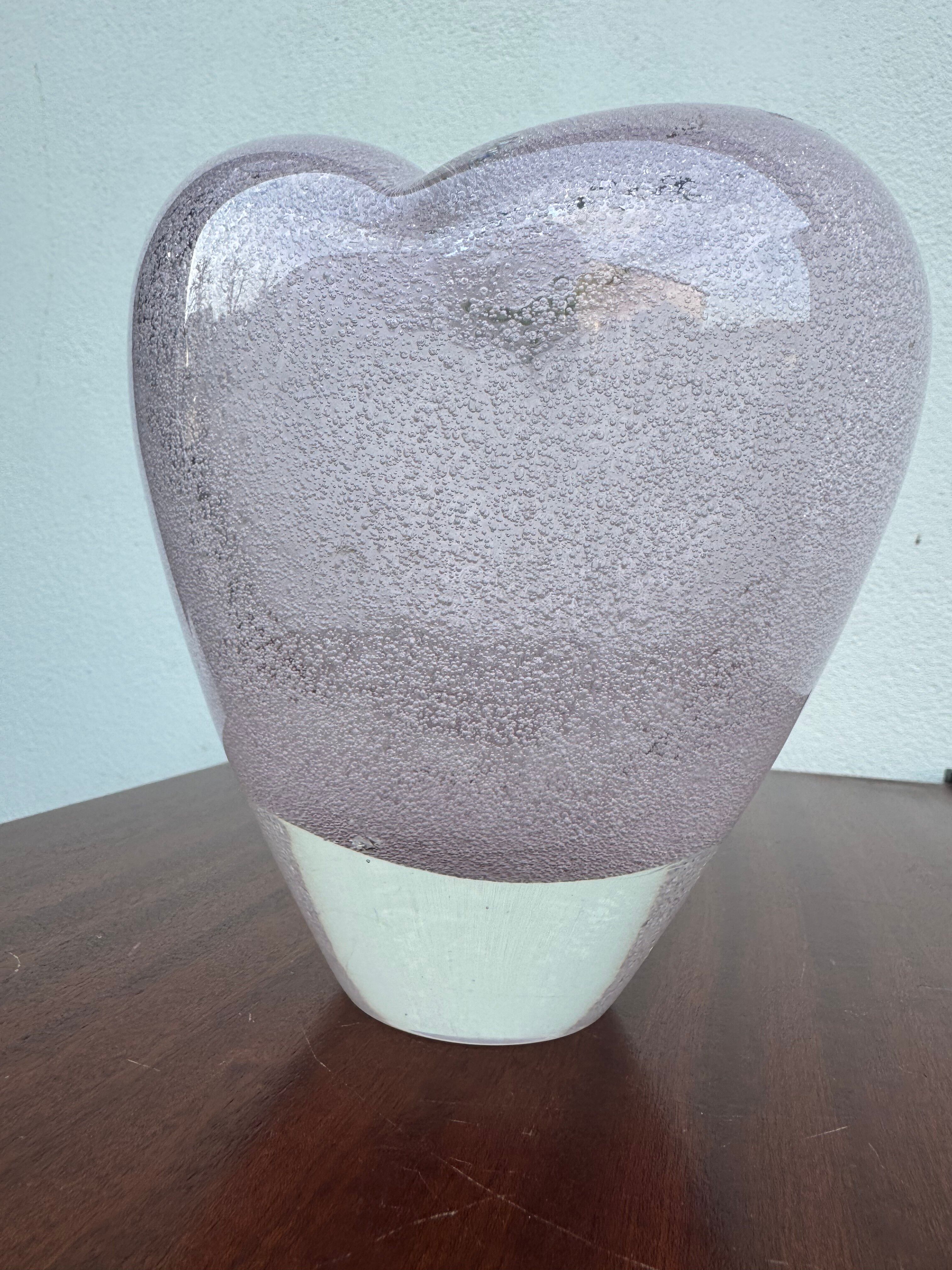 Heart-shaped bubble glass vase from the 1960s.