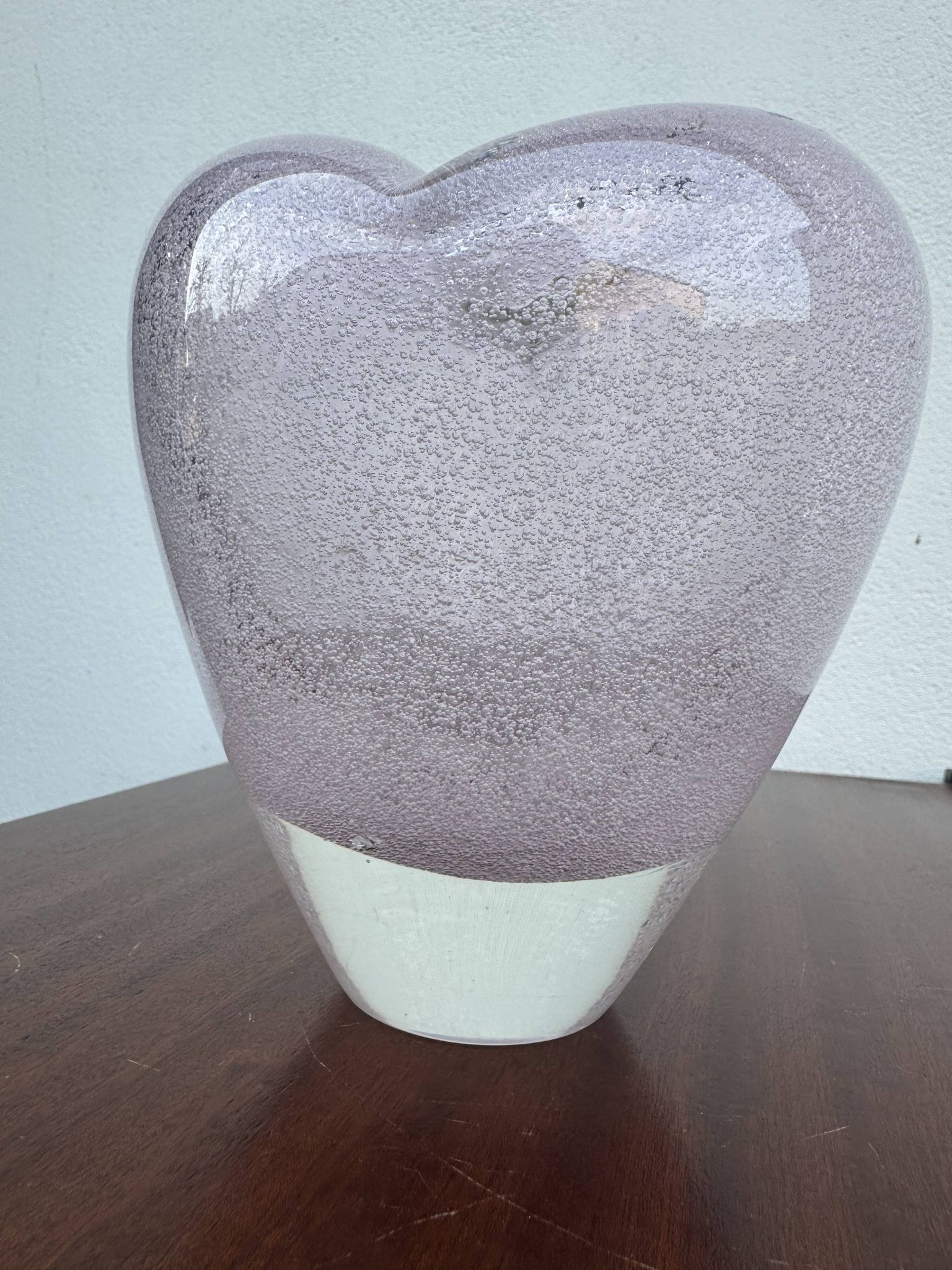 Heart-shaped bubble glass vase from the 1960s.