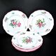 Set of 6 flat plates in Lunéville earthenware - Lamppost model with painted roses