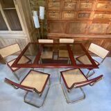 Set of 6 cane chairs and table