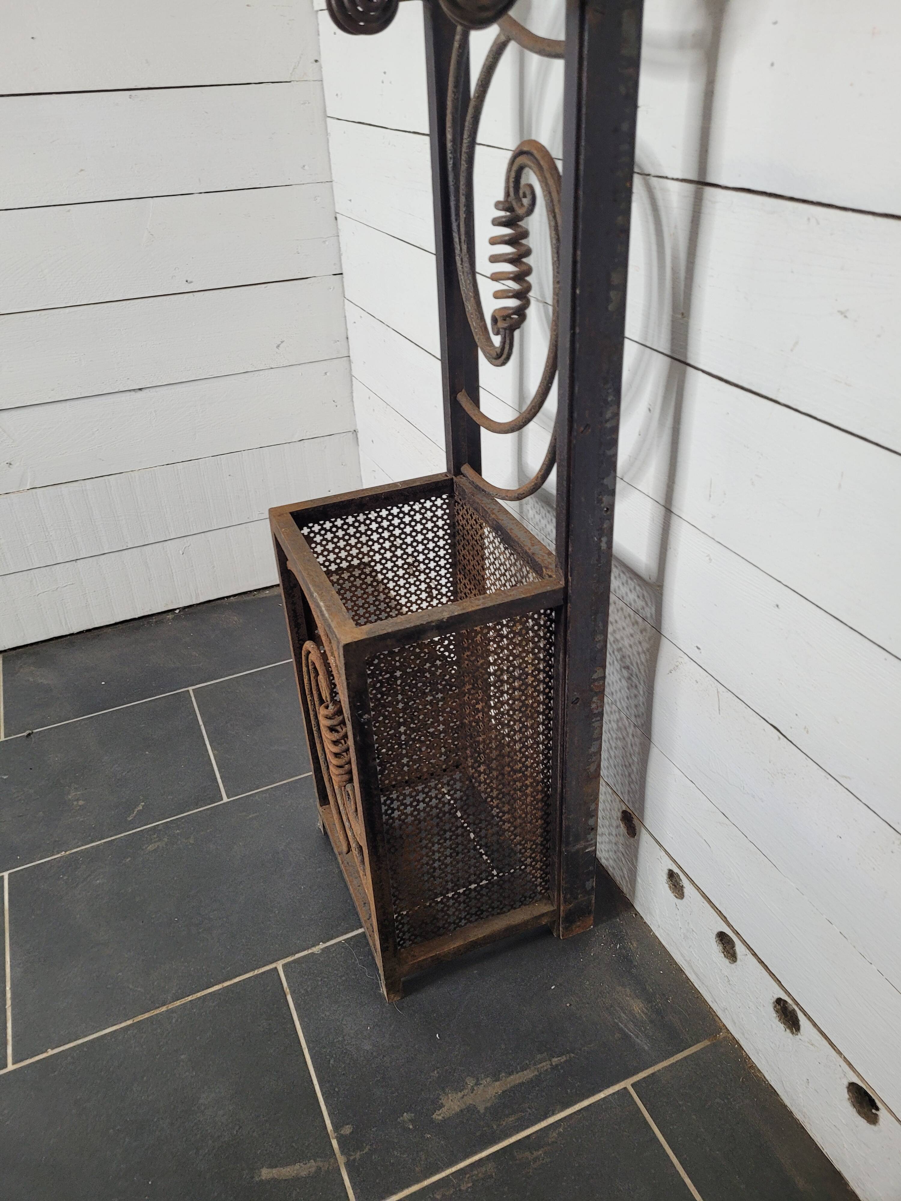 Art deco wrought iron coat rack from the 1930s