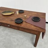 Antique work table in solid cherry and acacia