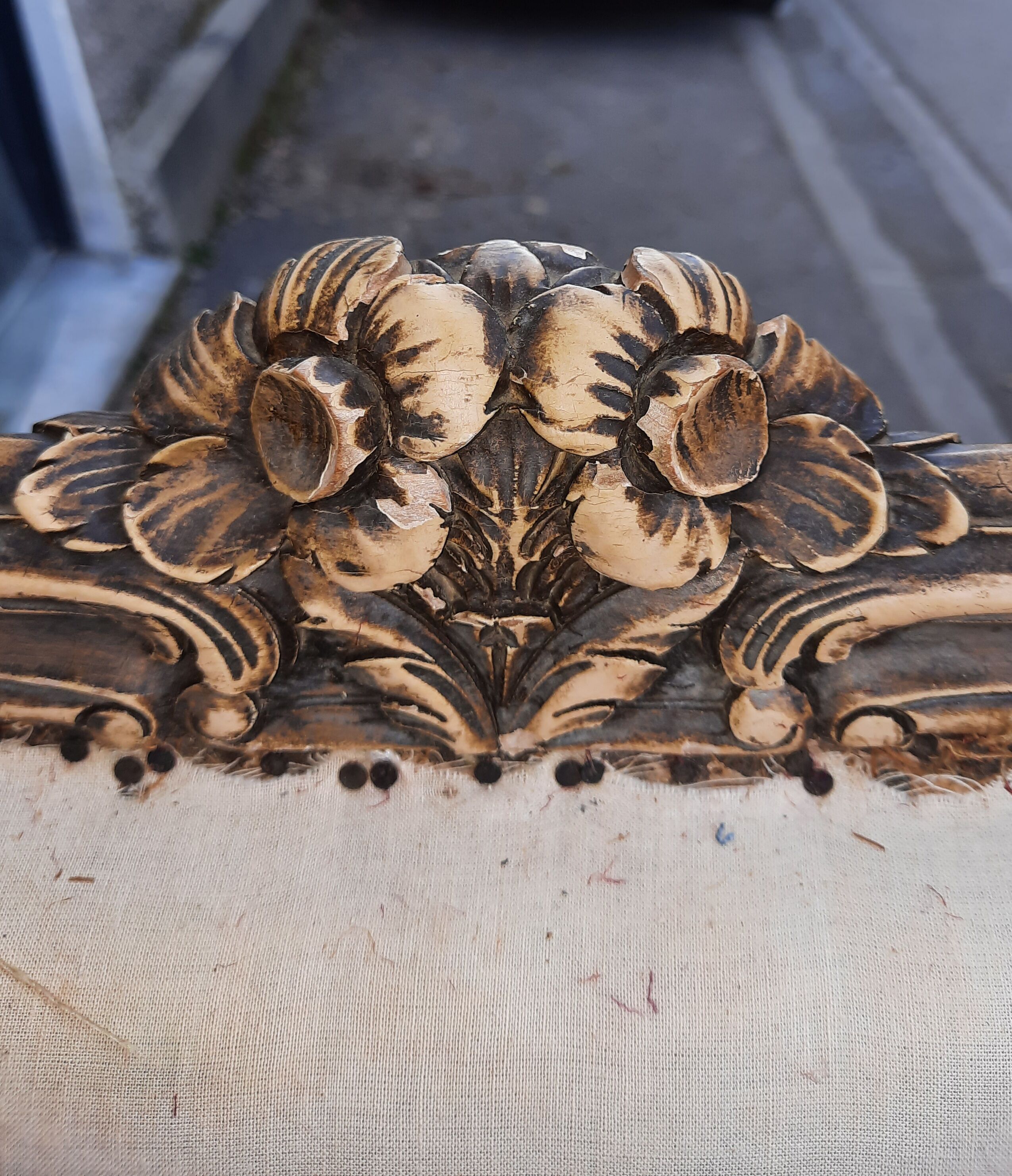 Louis XV style upholstered bed