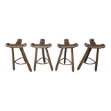Mid century brutalist bar stools - set of 4, 1960s