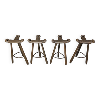 Mid century brutalist bar stools - set of 4, 1960s